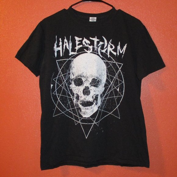 Halestorm Tops - Halestorm Gildan Woman Medium Black White Graphic Skull Tour Concert Shirt